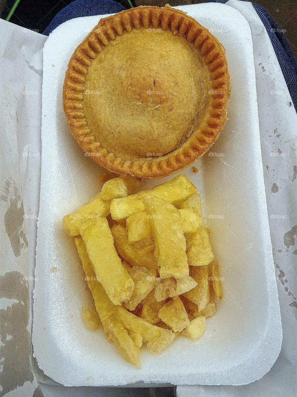 delicious steak pie and chips