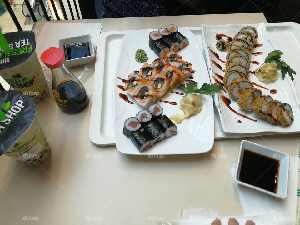 Lunch with sushi