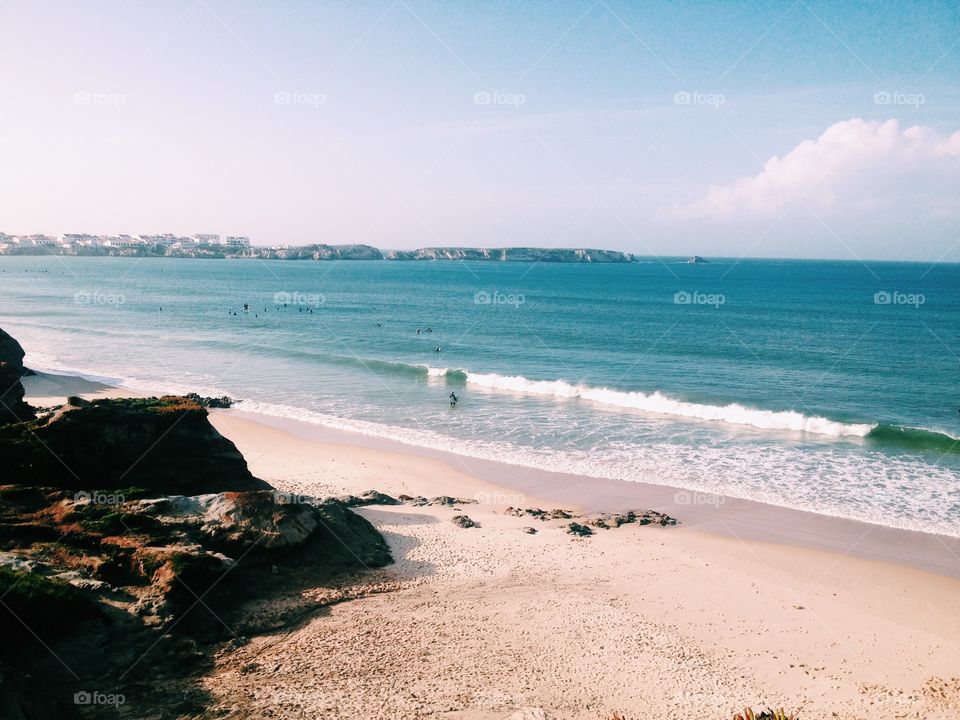 Awesome Atlantic Ocean. Sand beach and cliffs.