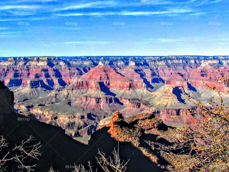 Taken in the view of the Grand Canyon on a beautiful Sunny day At the South rim