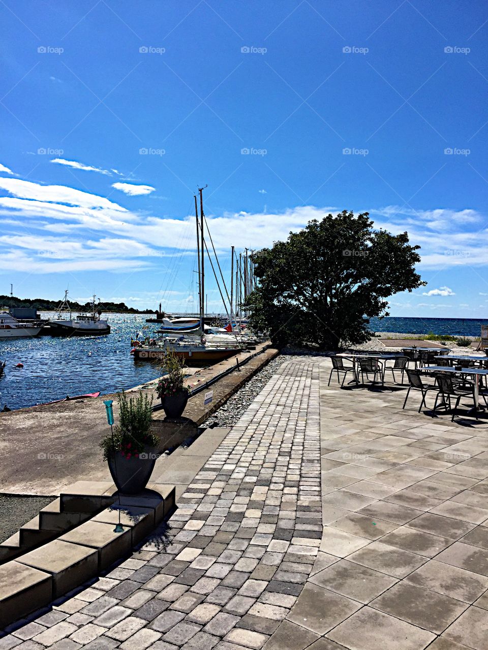 Patio with boats!