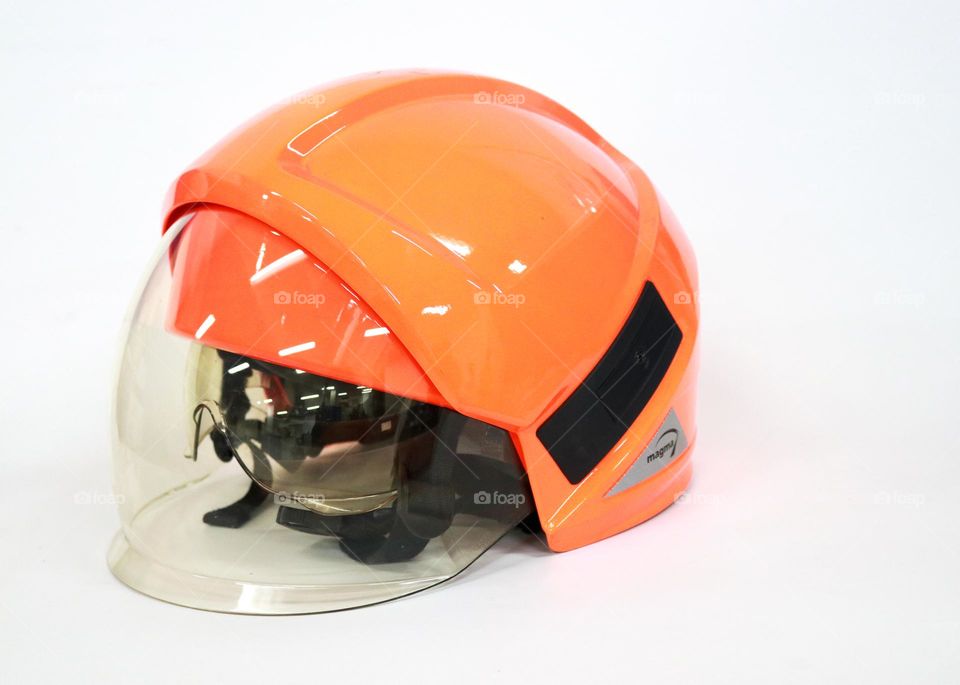 Photo Special helmet for firefighters, this helmet is resistant to fire and heat