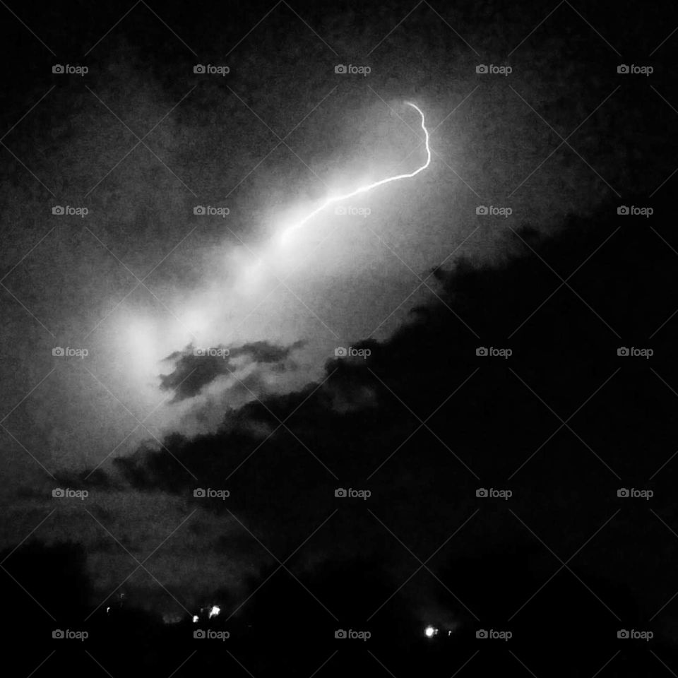Lightning bolt on a stormy Texas night.
