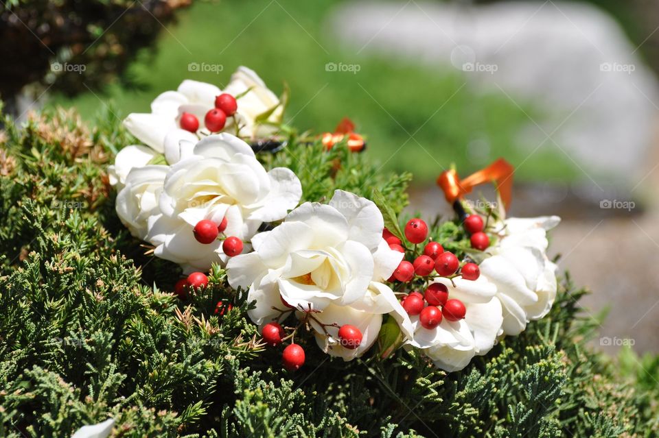 Beautiful white roses crown