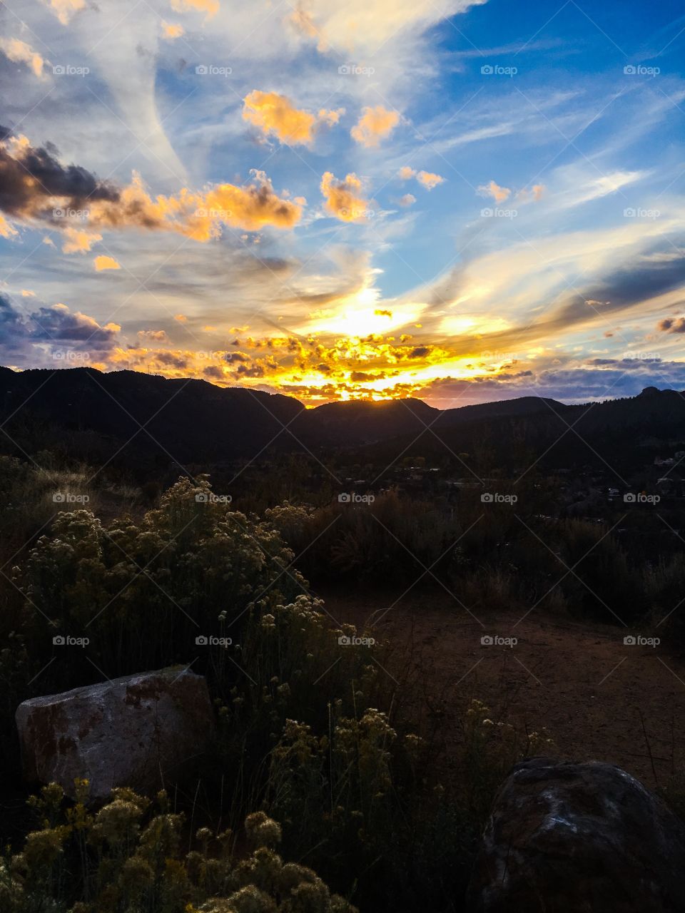 Dramatic sunset over landscape