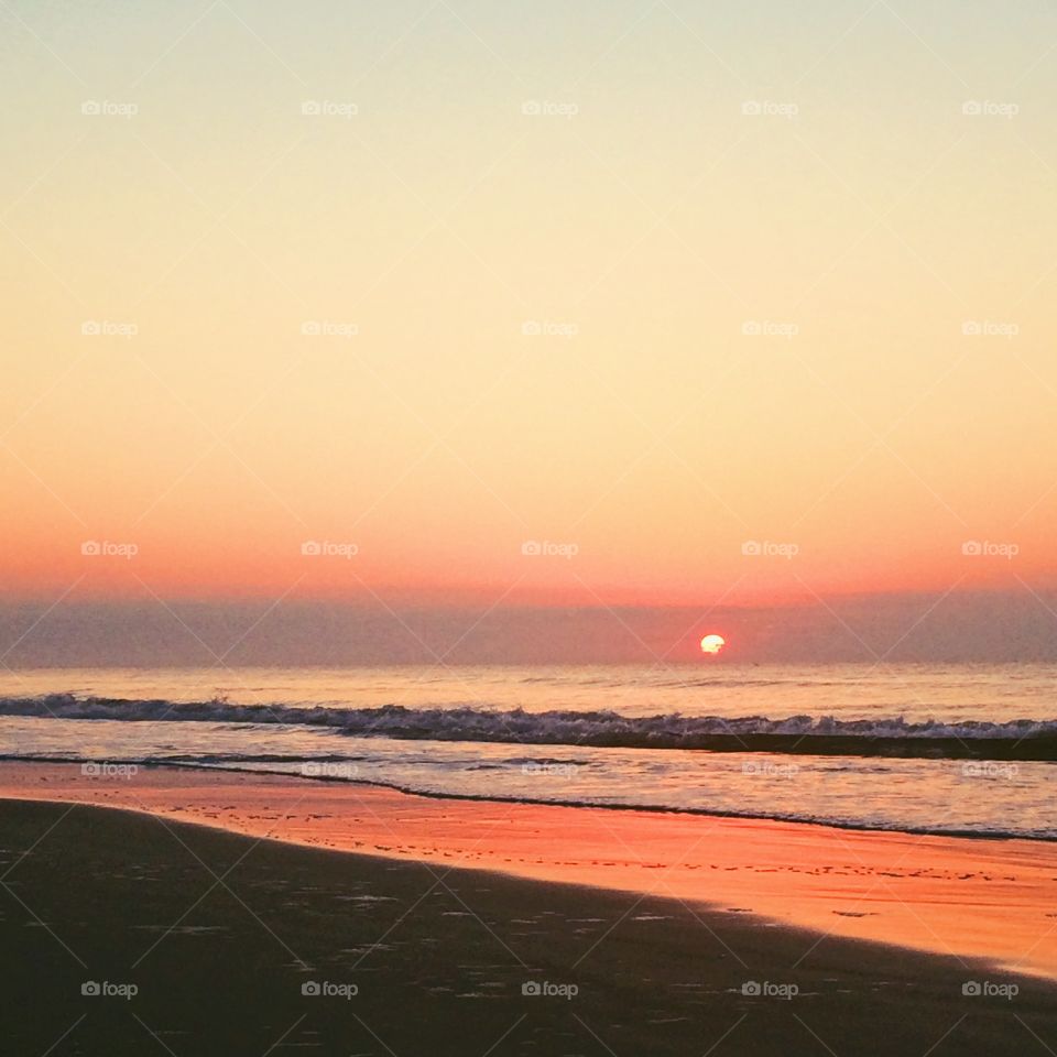 Beautiful ocean colors at sunset at Myrtle Beach South Carolina 