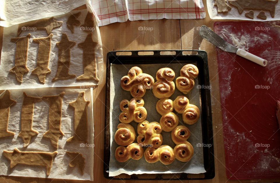 Christmas baking on the table at home