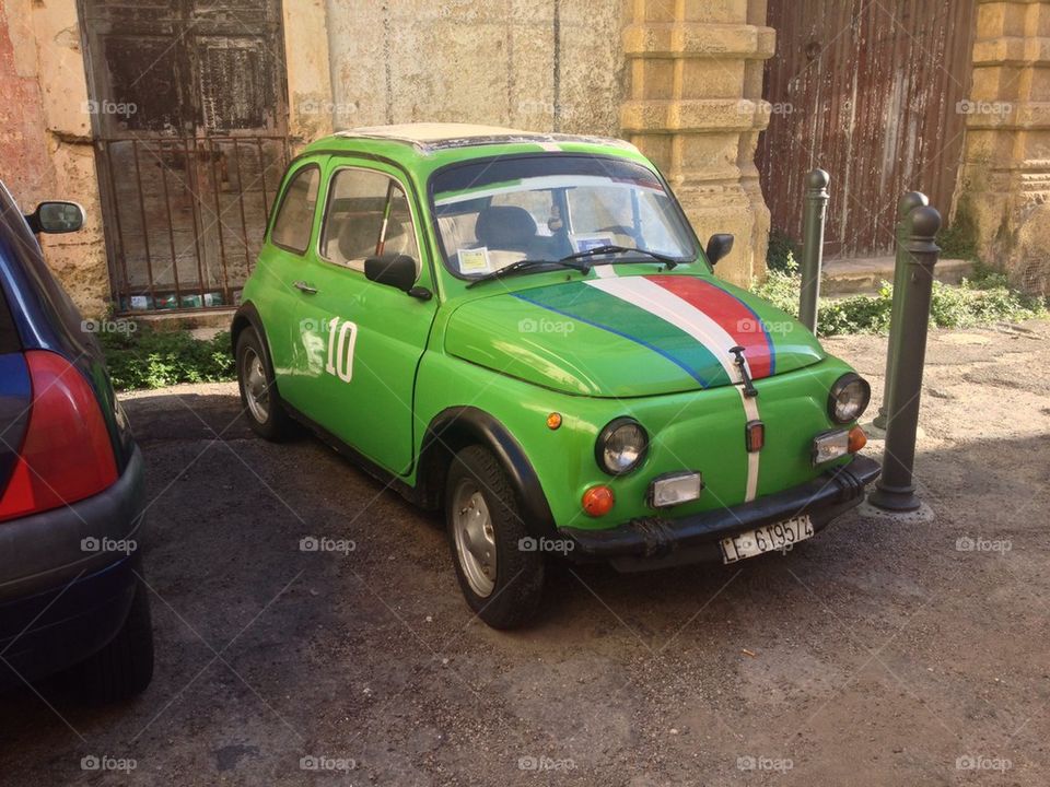 Vintage Green Fiat 500