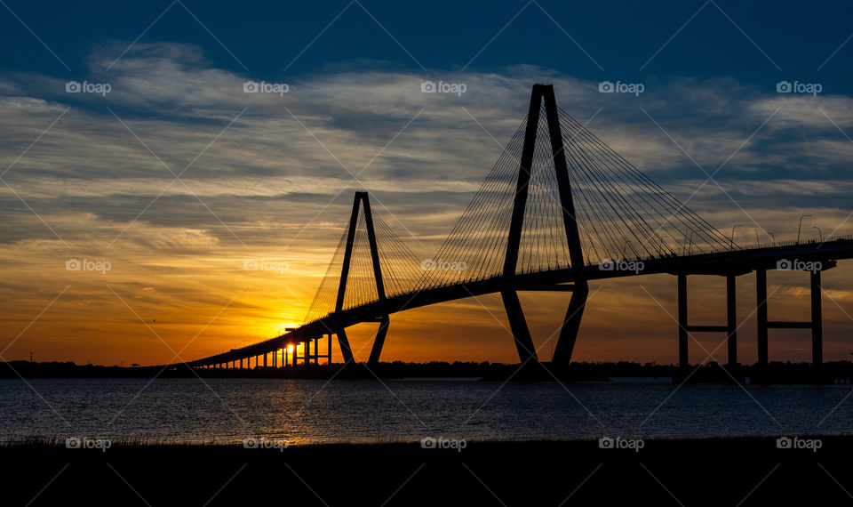 This is a photo I took of the Ravenel Bridge (Located in Charleston, SC) at sunset.