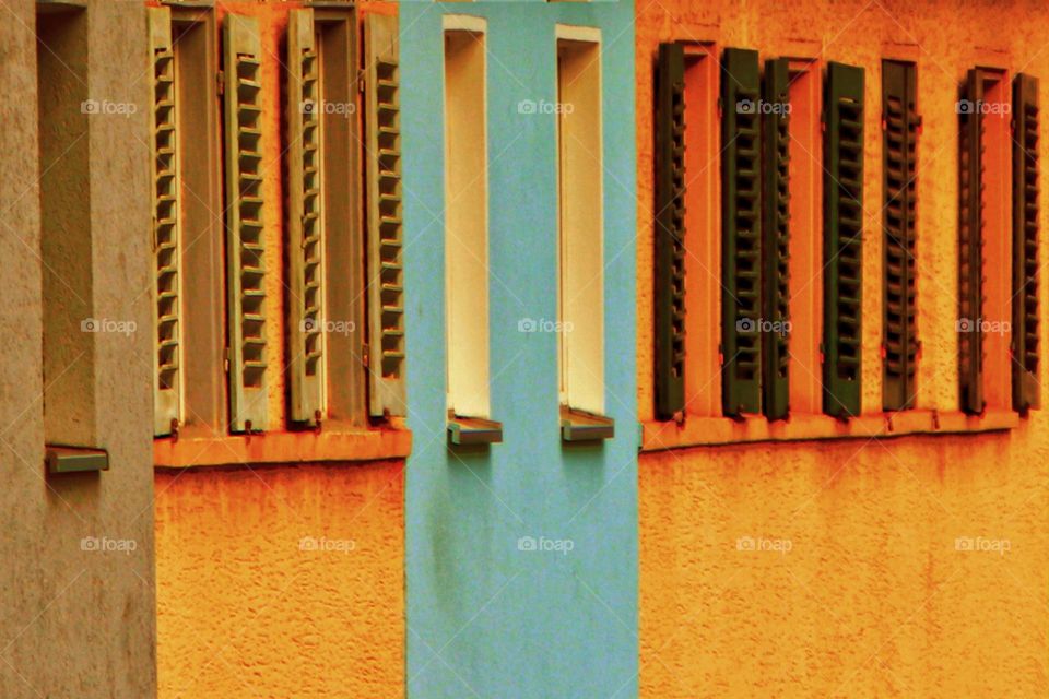 Close up of windows side by side