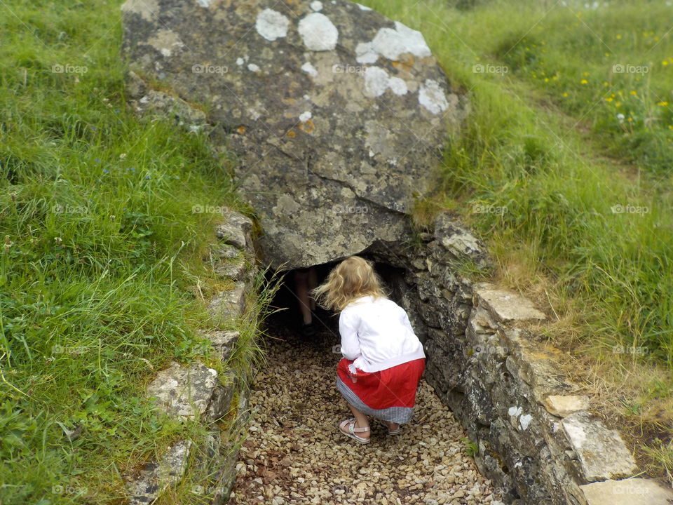 Curiosity at Ulley long barrow Nimfield Uk 