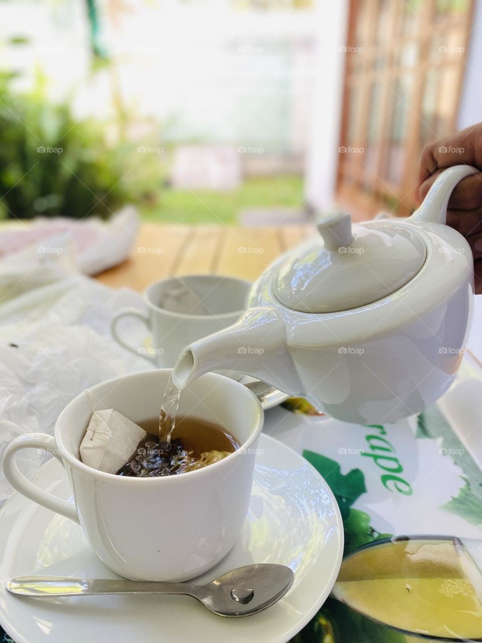 Making a cup of Green Tea