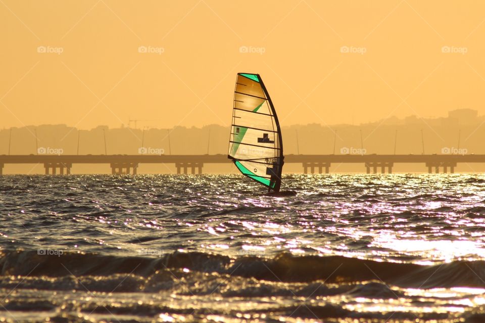 Windsurf in the Sunset. Sports 