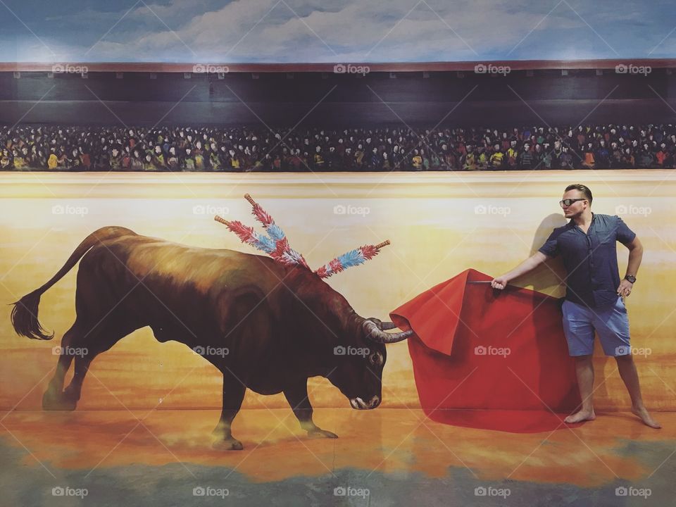 Fighting with a bull 