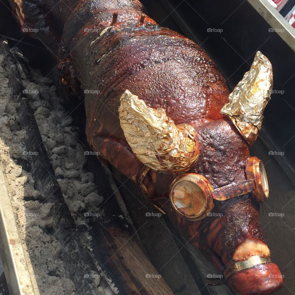 Dinner's ready. A pig roast at the Secret City Festival in Oak Ridge, TN