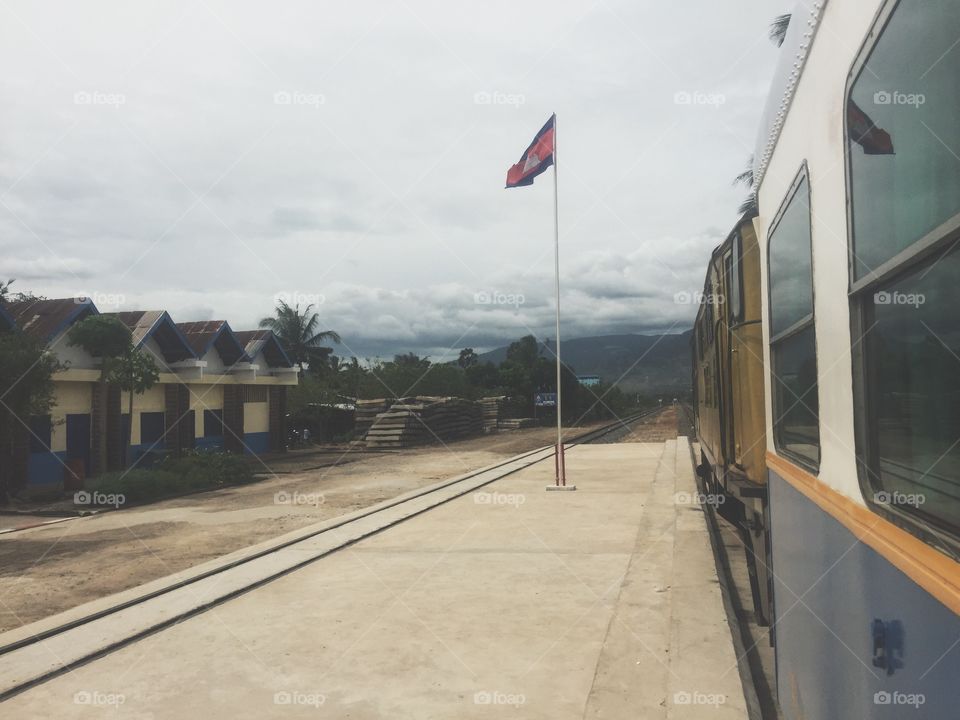 Train stopping at the station 