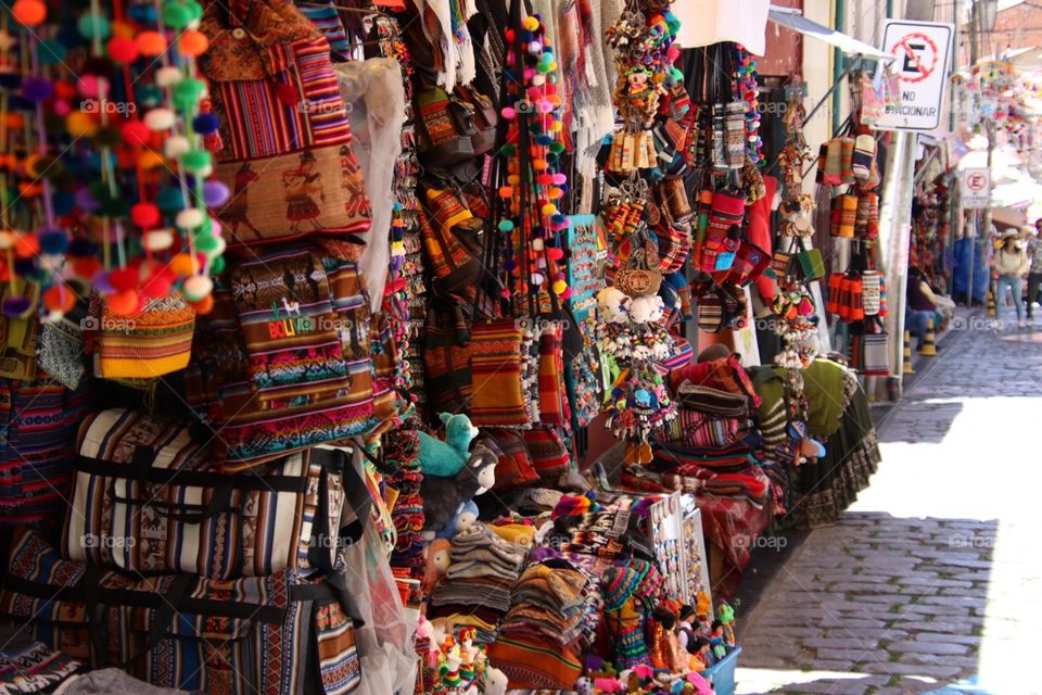 Artisan street market in South America