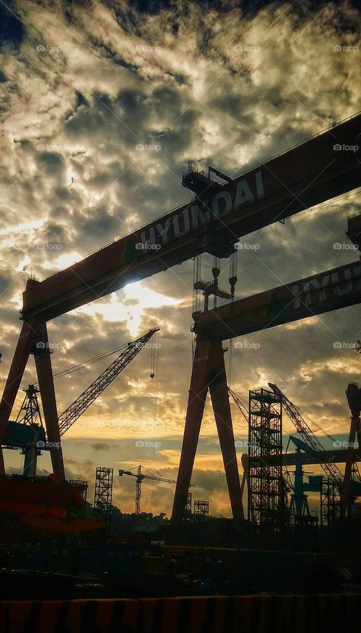 Hyundai Ship building yard Ulsan Korea