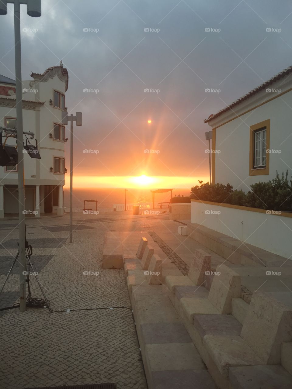 Sunset in a village by the beach. PT