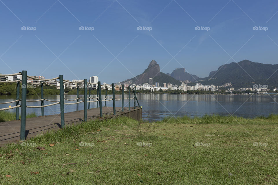 Rodrigo de Freitas Lagoon in Rio de Janeiro Brazil.