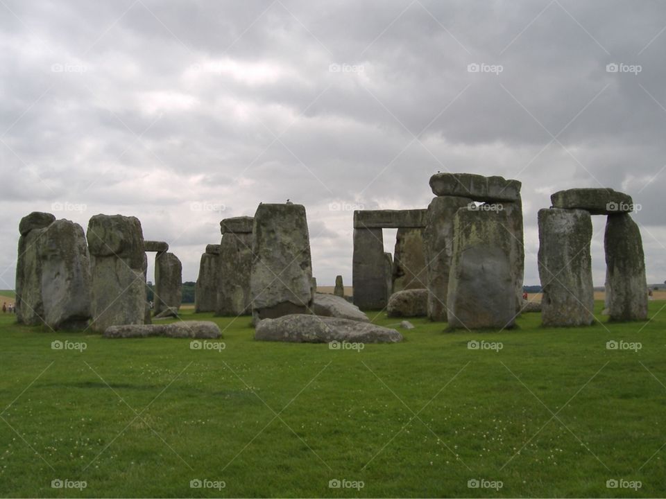 Stonehenge on a cloudy day. 