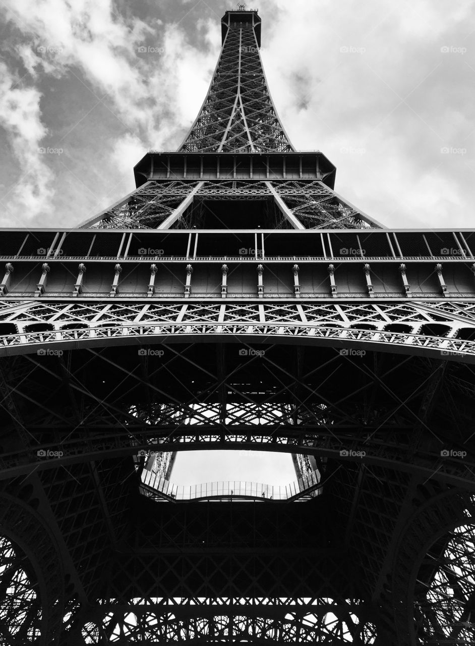 Underneath the Eiffel Tower in Paris