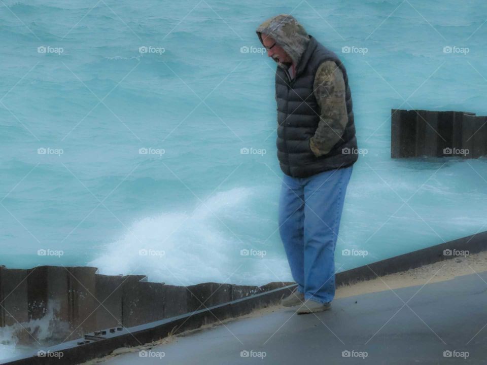 Walking along the breakwall
