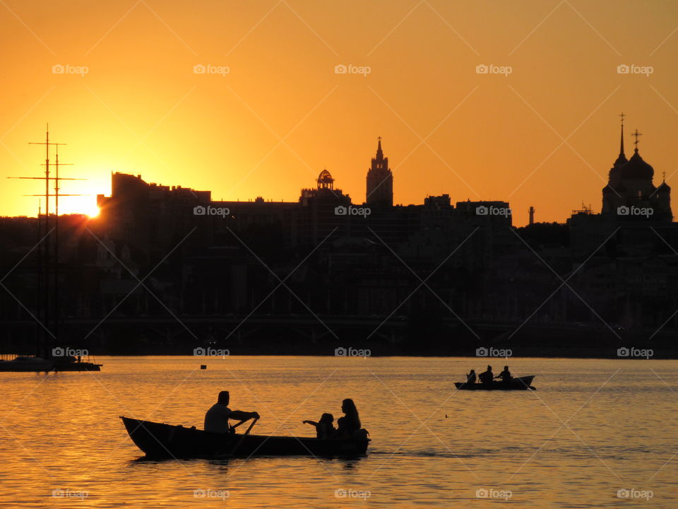 sunset in the city of Voronezh in July