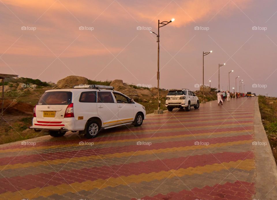 Tourist people - going towards the sunset point 