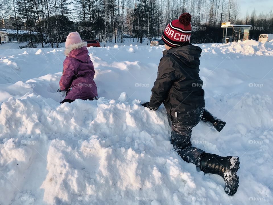 Playing outside in the snow 