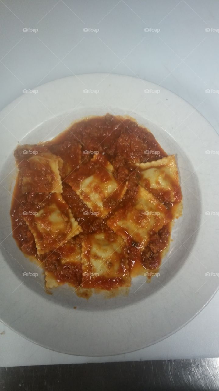 sausage ravioli with meat sause