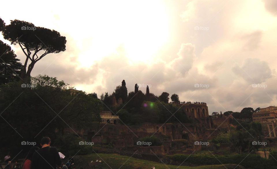 Sunset on Roman forum Rome