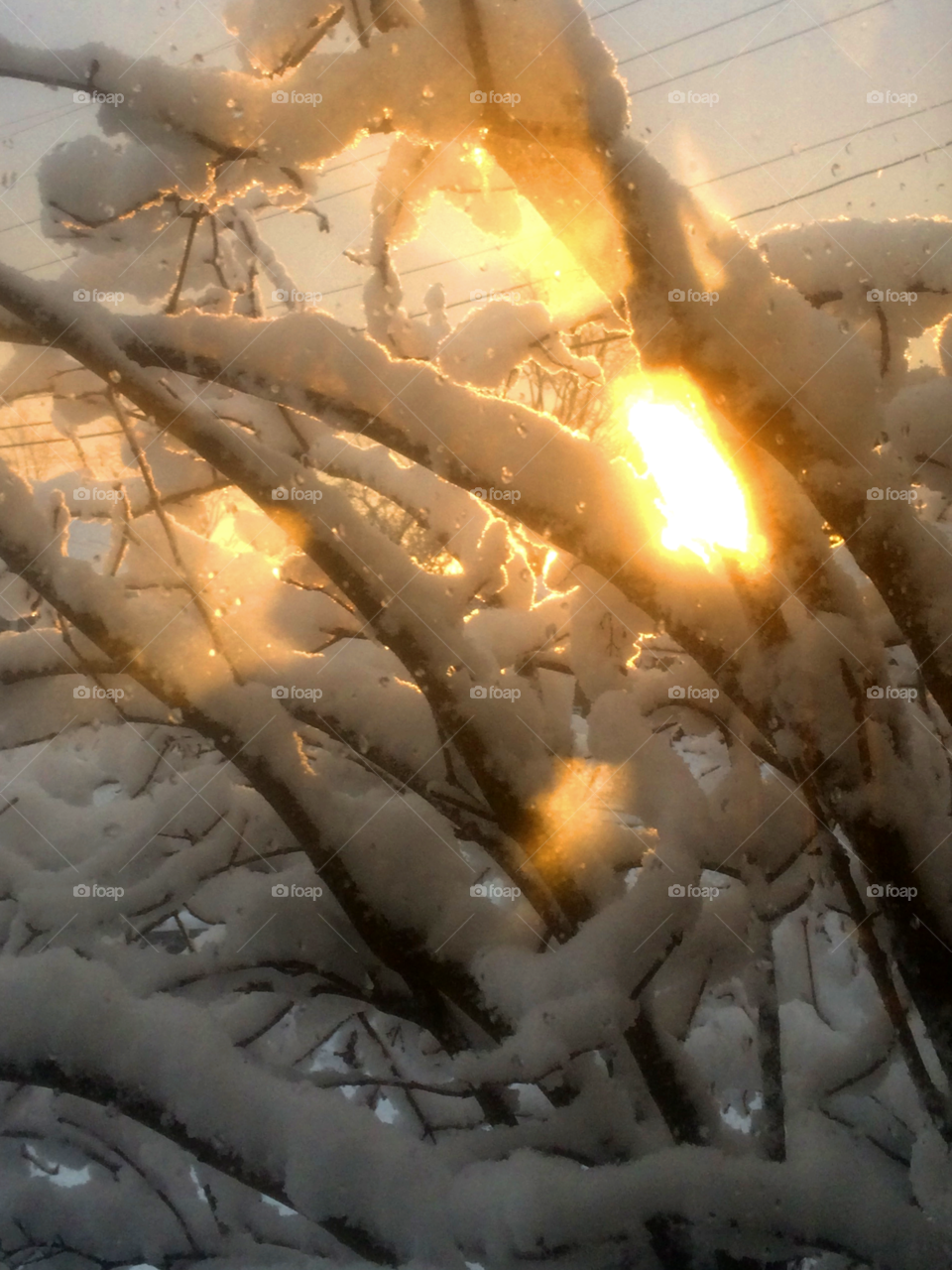Snow Rays. A sunset after a snowfall.