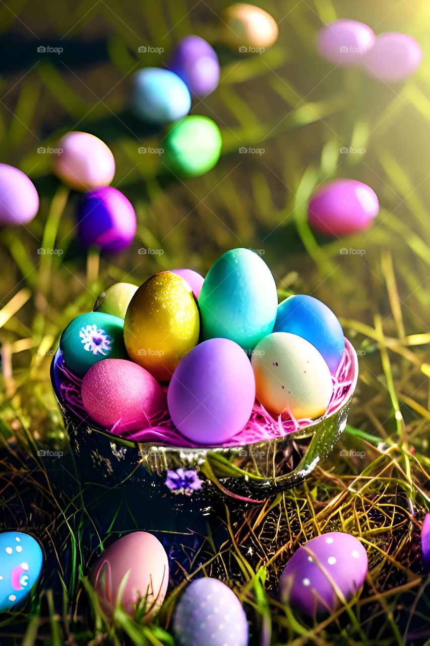 Easter feast, Easter eggs, colored eggs, Spring, Egg
