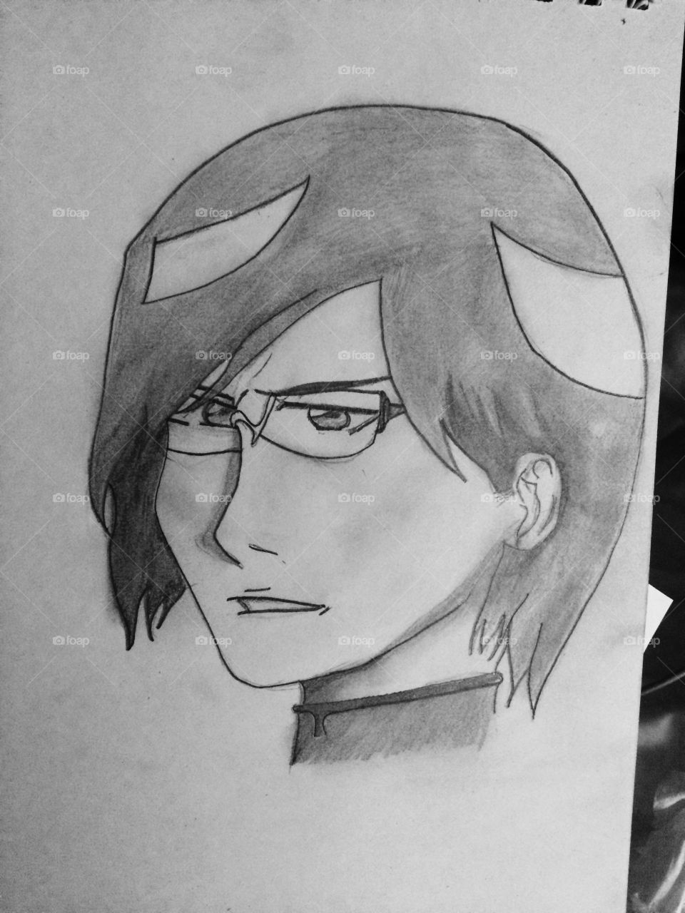 A free hand sketch I did of Uryu from Bleach. It took me a long time and I'm proud of it!