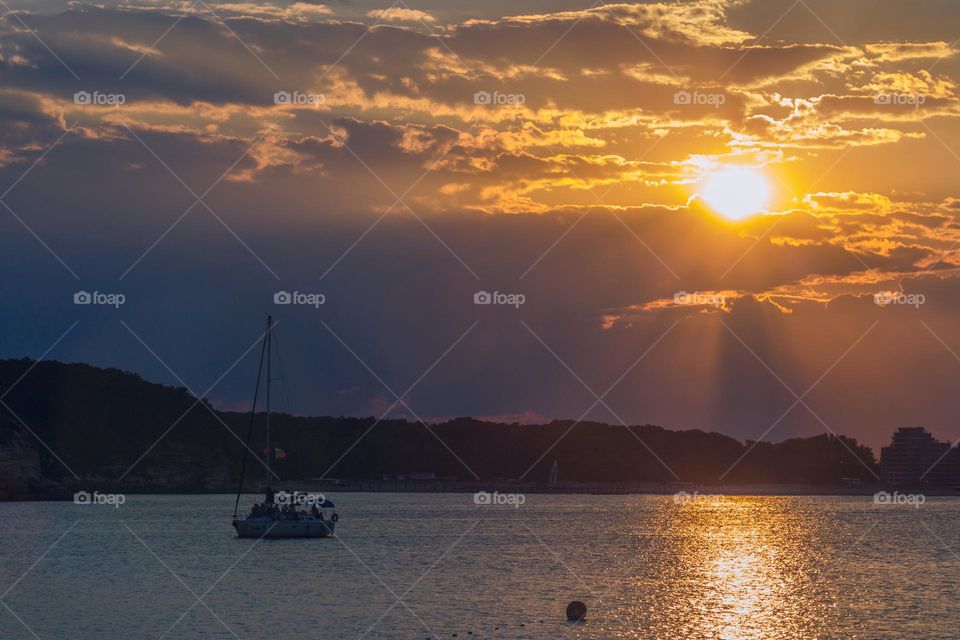 Beautiful sunset over the Black Sea, Bulgaria