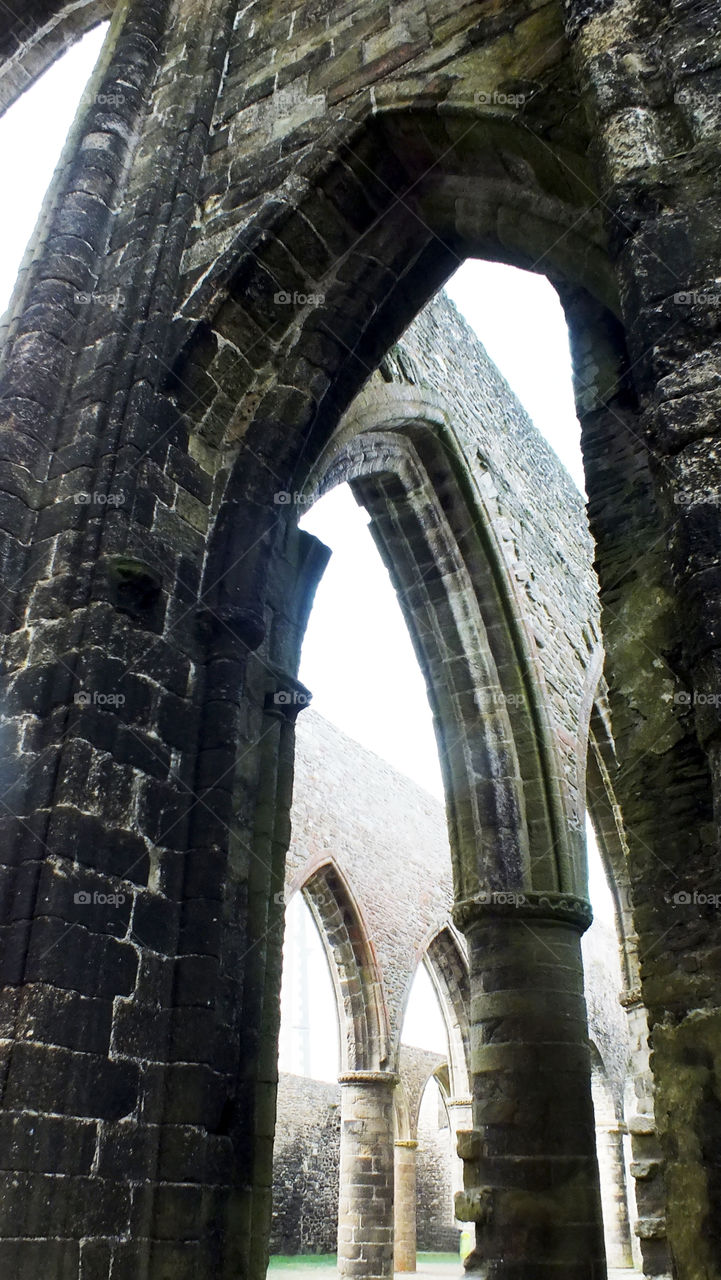 Verticality absence and tall cathedral architectural authentic details low angle view