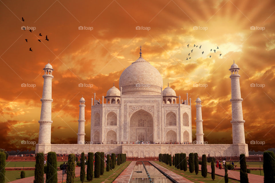 The beautiful Taj Mahal architecture, Agra, Uttar Pradesh, India