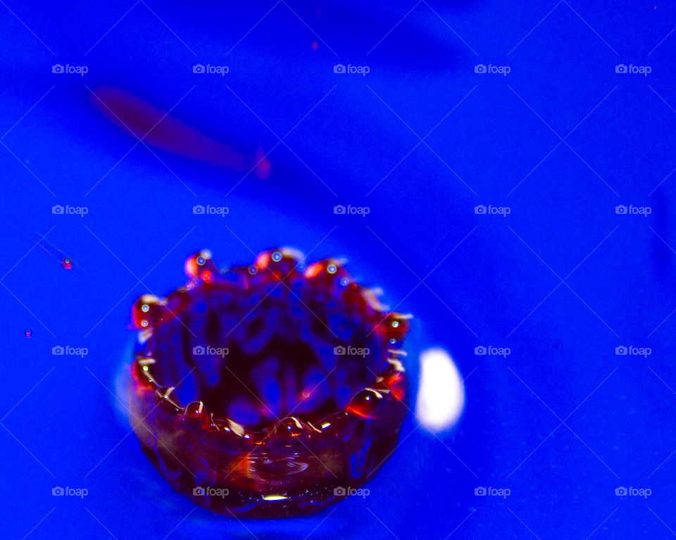 Water Drop - Red with blue background
