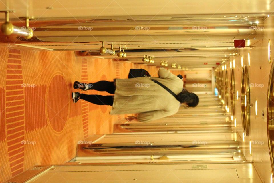 walking down the corridor
