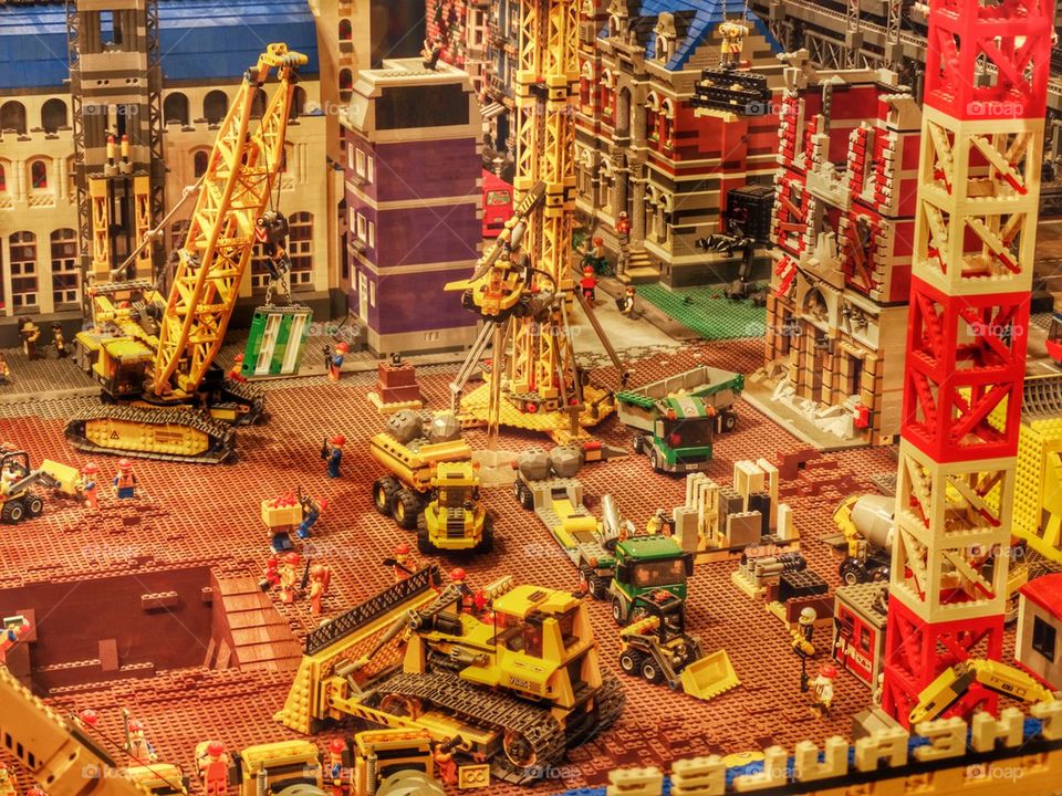 Lego City Diorama. Urban Construction Scene