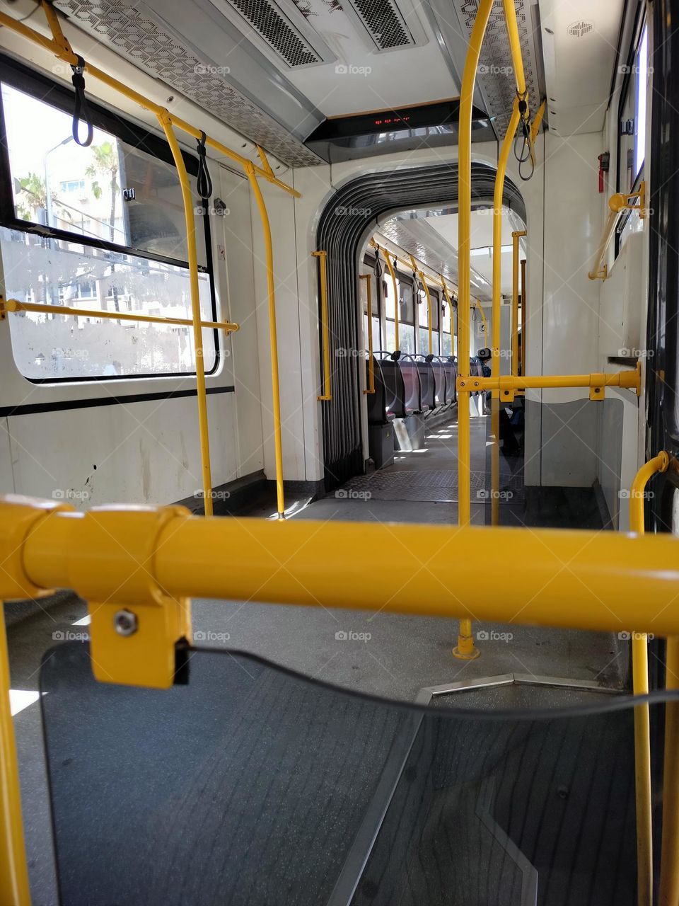 inside public transport called tram