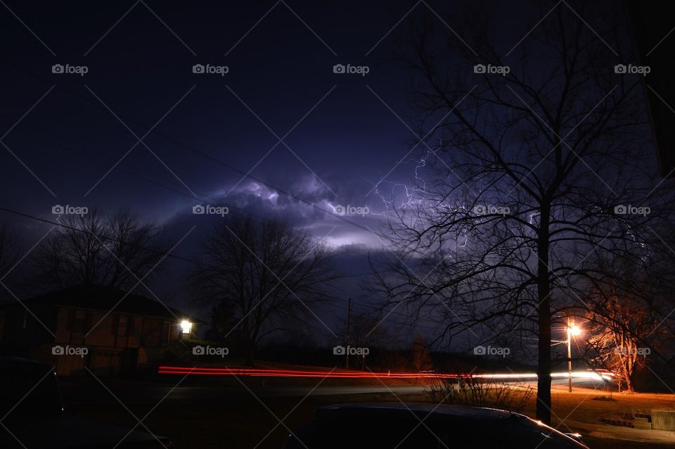 A lightning storm lights up the night sky preceding a hail storm on Feb. 28, 2017, in Missouri. 
