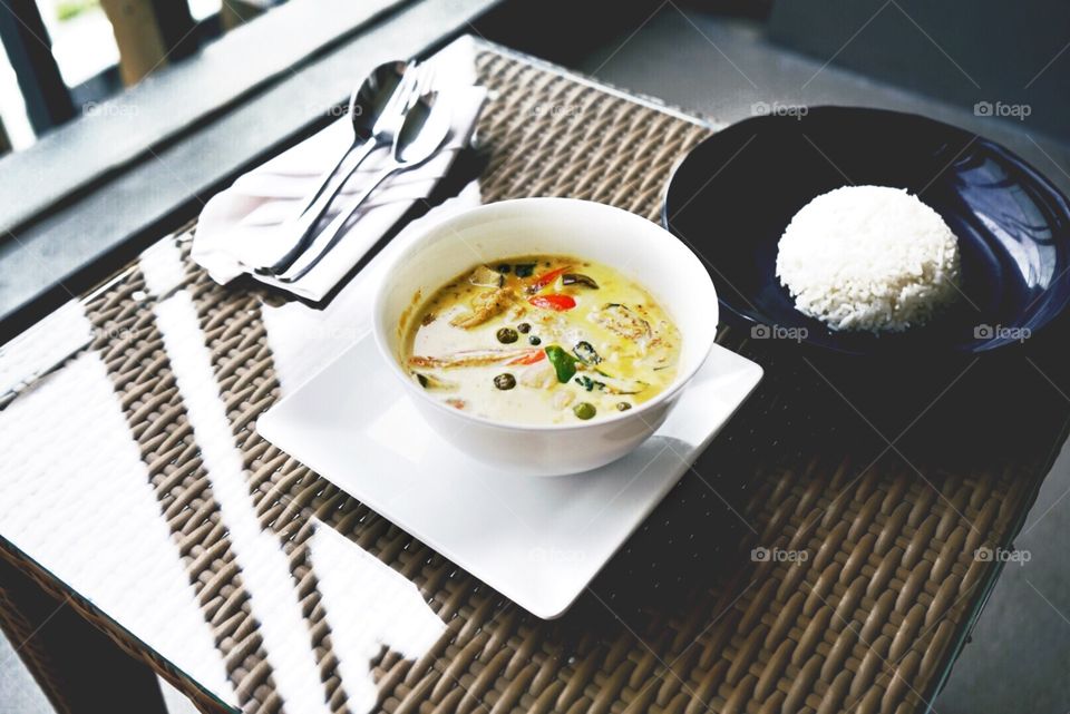 Thai food. Chicken coconut soup.