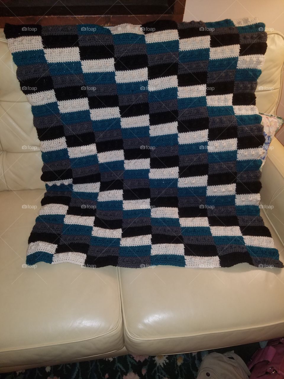 My fan art Crochet Lego blanket I make and even personalize for birthdate or due date for babies.