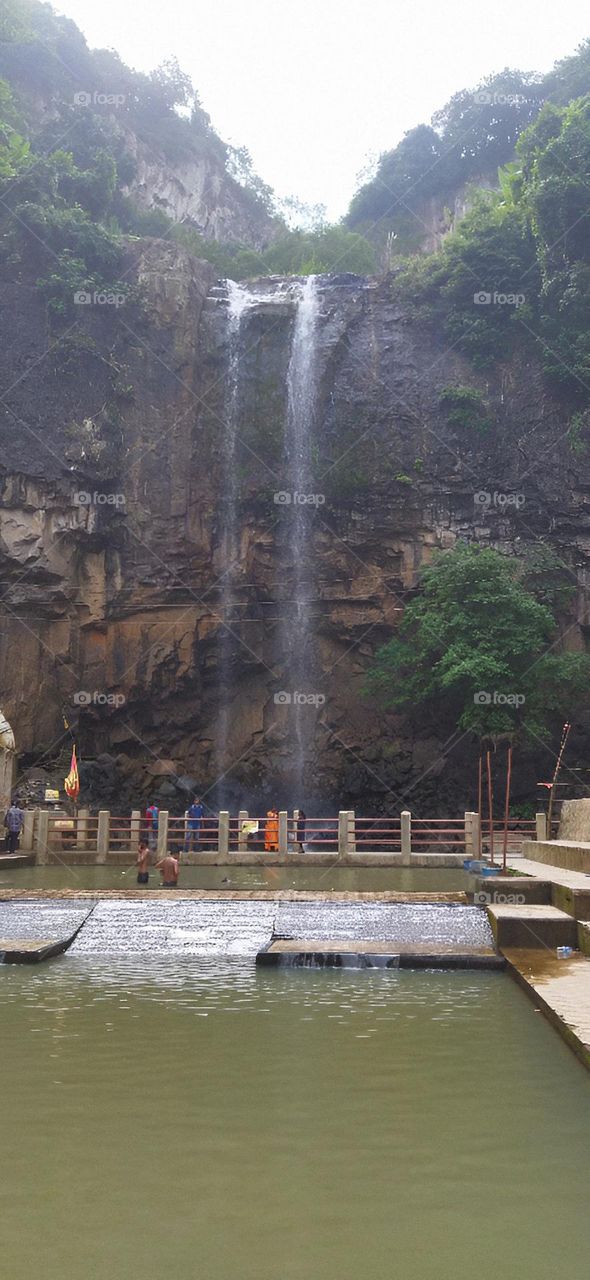 Water falling from the mountain.