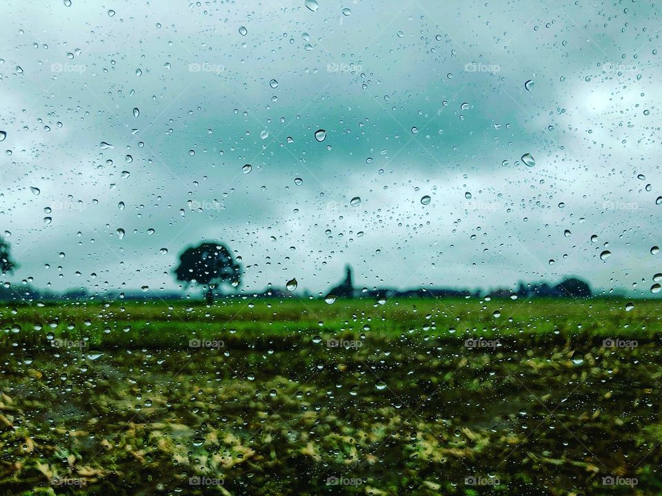 Viewing outside on a rainy day on the countryside 