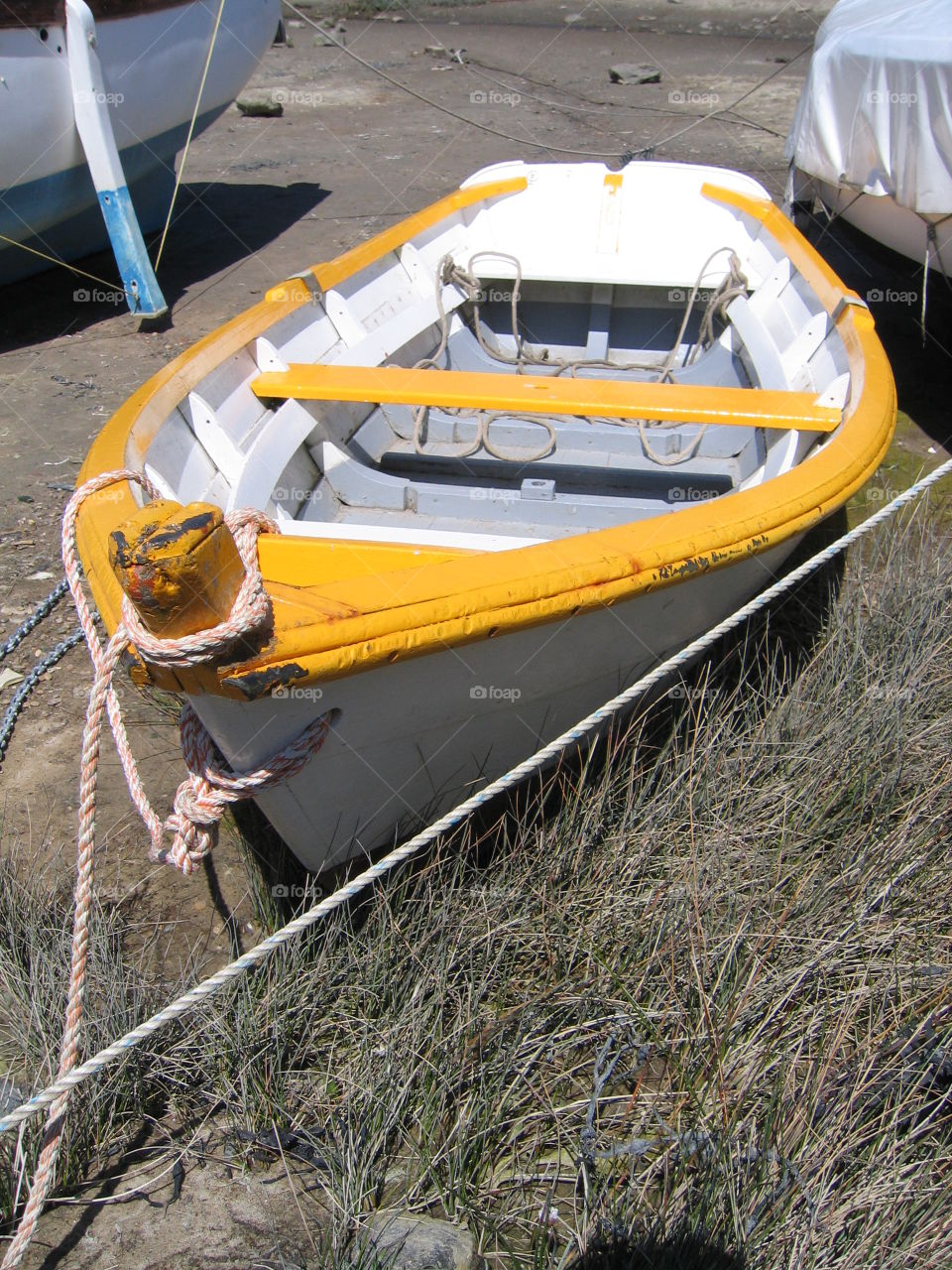 Yellow Boat. Yellow boat moored in Chausey