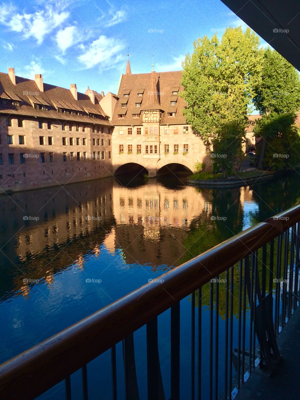 Old Building Reflecting Off The Water In Nuremberg, Germany.