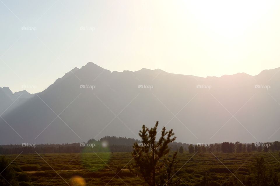 View of mountain during sunrise